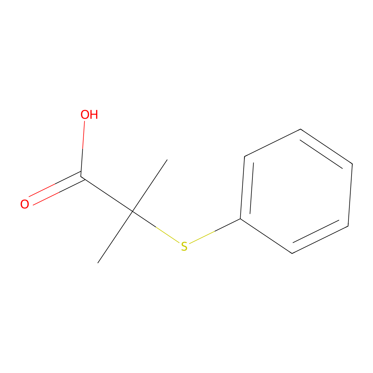 Propionic acid, 2-methyl-2-(phenylthio)- molecular structure, CAS 5219-64-7