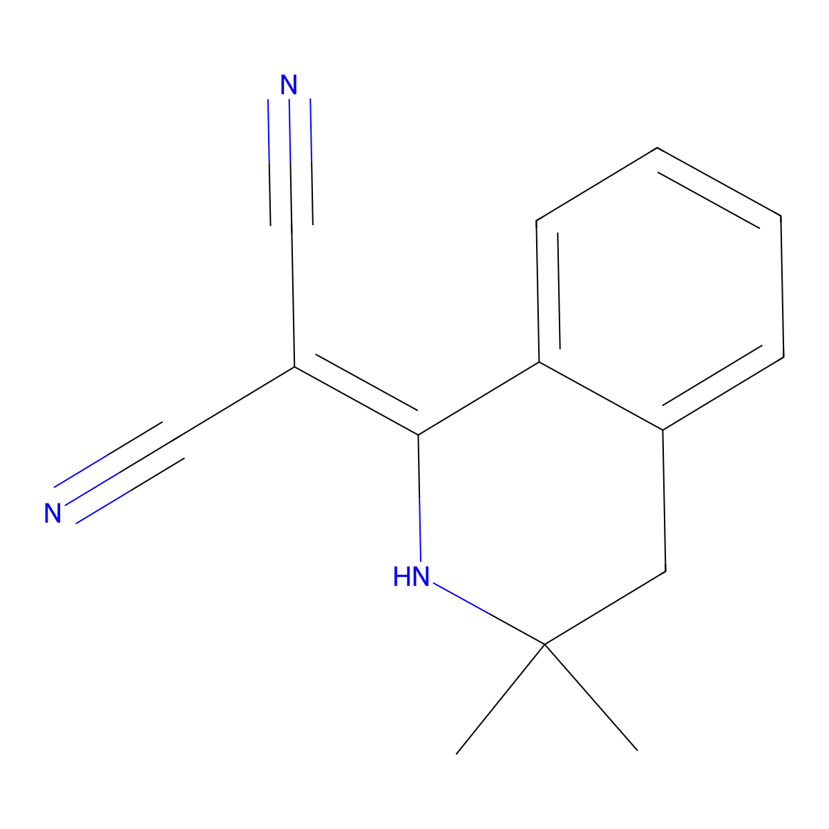 2-(3,3-Dimethyl-2,4-dihydroisoquinolin-1-ylidene)propanedinitrile molecular structure, CAS 5219-85-2