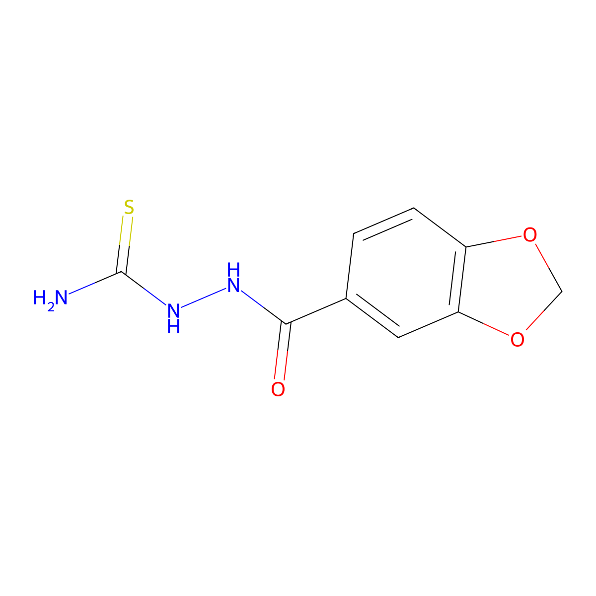 2-(1,3-Benzodioxol-5-ylcarbonyl)hydrazinecarbothioamide molecular structure, CAS 52190-69-9