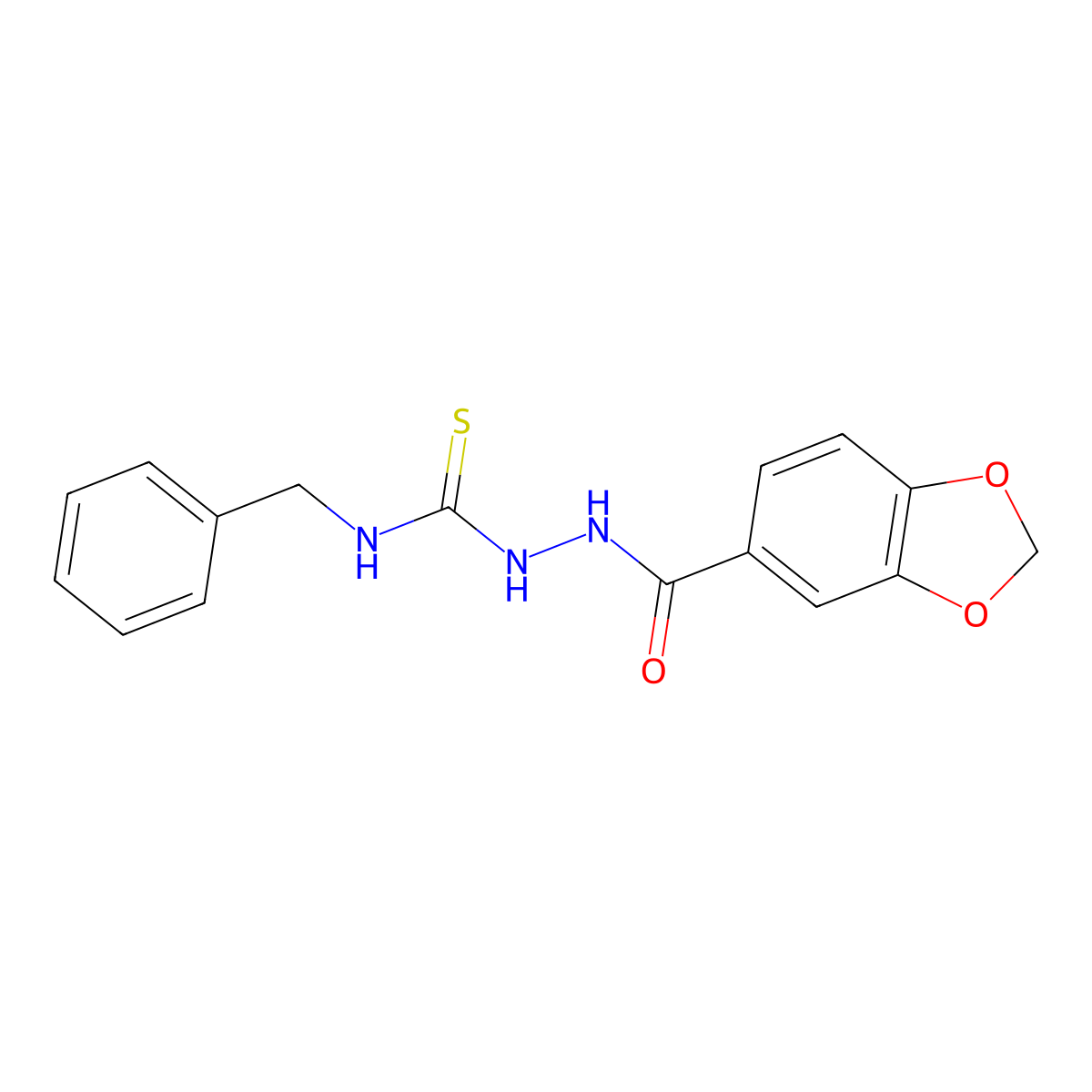 2-(1,3-benzodioxol-5-ylcarbonyl)-N-benzylhydrazinecarbothioamide molecular structure, CAS 52190-78-0