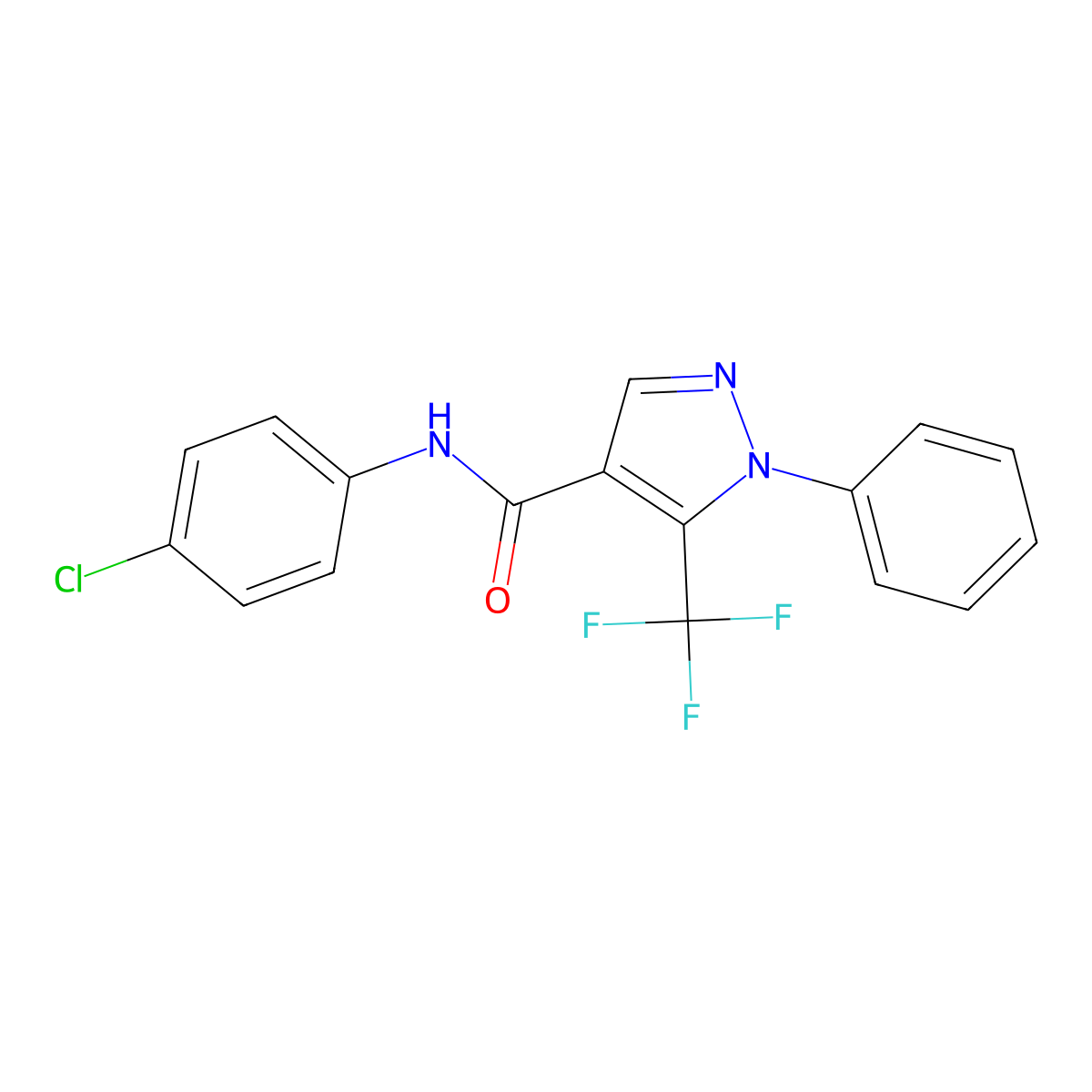 N-(4-chlorophenyl)-1-phenyl-5-(trifluoromethyl)-1H-pyrazole-4-carboxamide molecular structure, CAS 521927-29-7