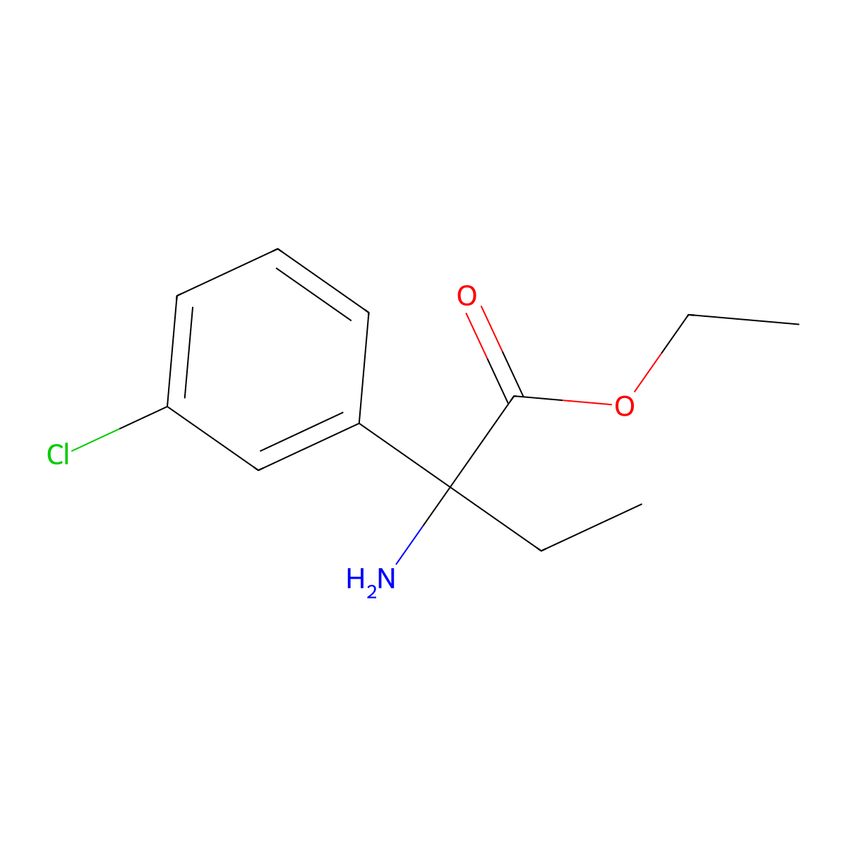 Ethyl 2-amino-2-(3-chlorophenyl)butanoate molecular structure, CAS 521928-51-8