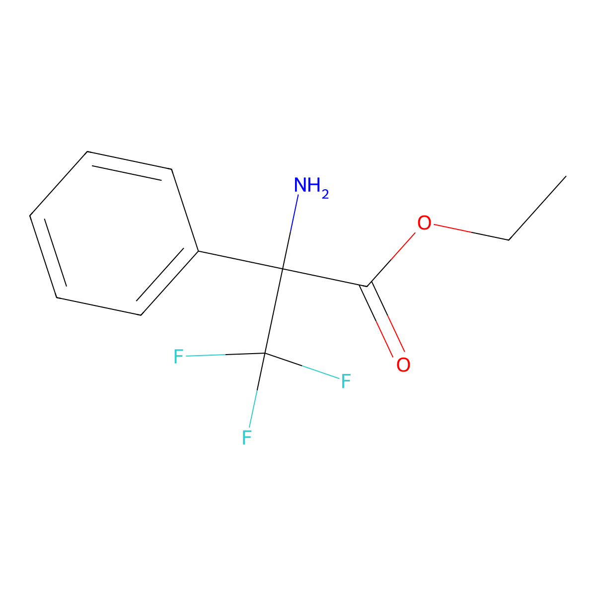 Ethyl 2-amino-3,3,3-trifluoro-2-phenylpropanoate molecular structure, CAS 521928-79-0