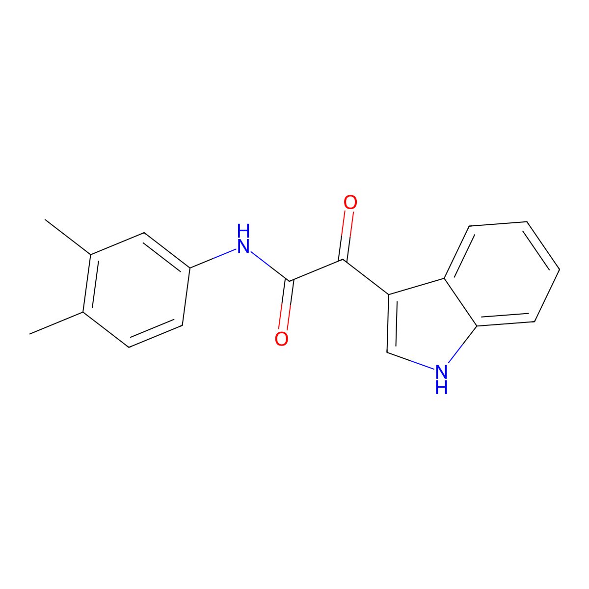 N-(3,4-dimethylphenyl)-2-(1H-indol-3-yl)-2-oxoacetamide molecular structure, CAS 521934-78-1