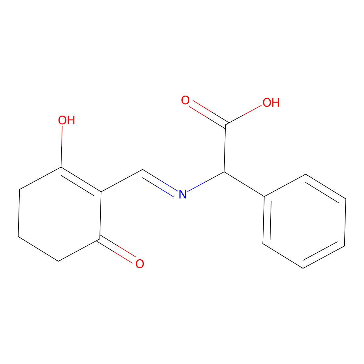 2-{[(2,6-Dioxocyclohexyliden)methyl]amino}-2-phenylacetic acid molecular structure, CAS 521937-35-9
