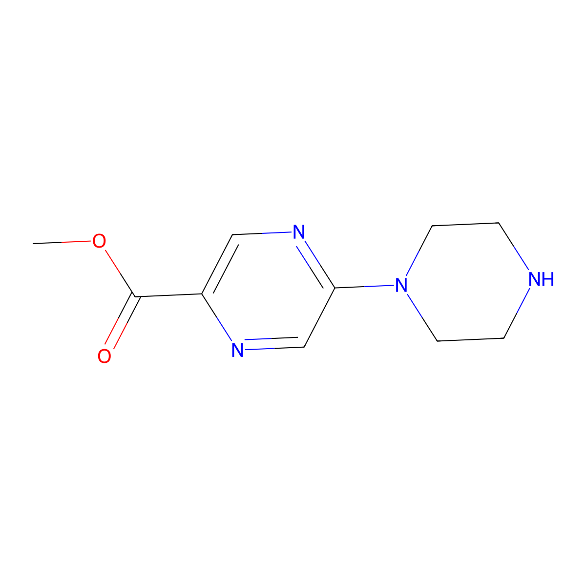 Methyl 5-(piperazin-1-yl)pyrazine-2-carboxylate molecular structure, CAS 521985-03-5