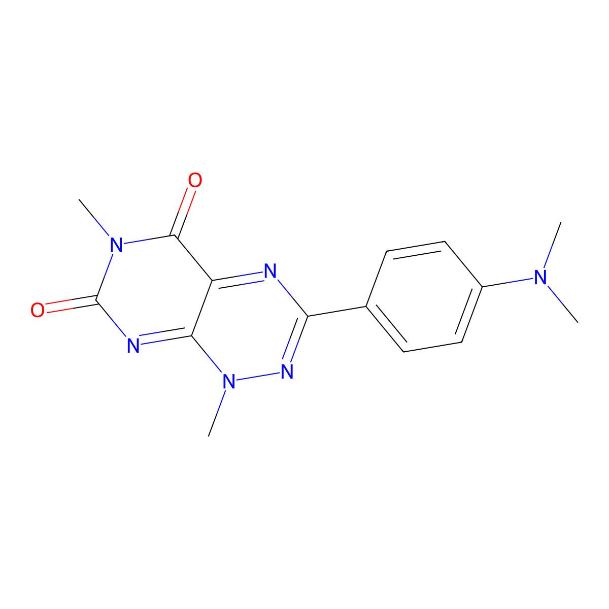 3-(4-(Dimethylamino)phenyl)-1,6-dimethylpyrimido[5,4-e][1,2,4]triazine-5,7(1H,6H)-dione molecular structure, CAS 52199-06-1