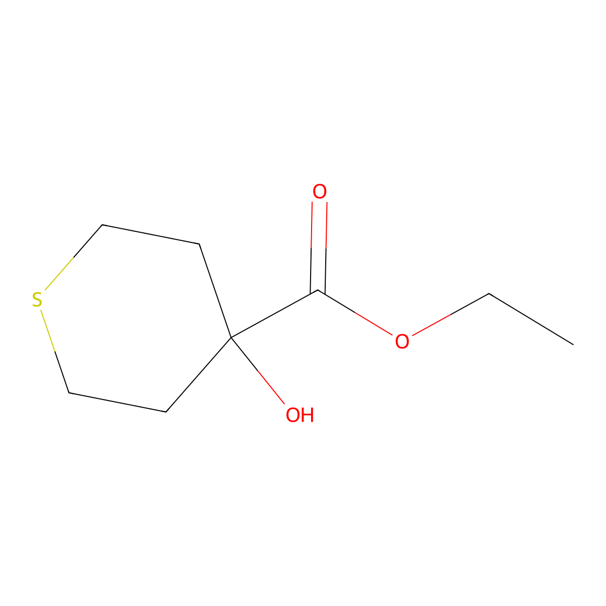 Ethyl 4-hydroxytetrahydro-2H-thiopyran-4-carboxylate molecular structure, CAS 52199-30-1