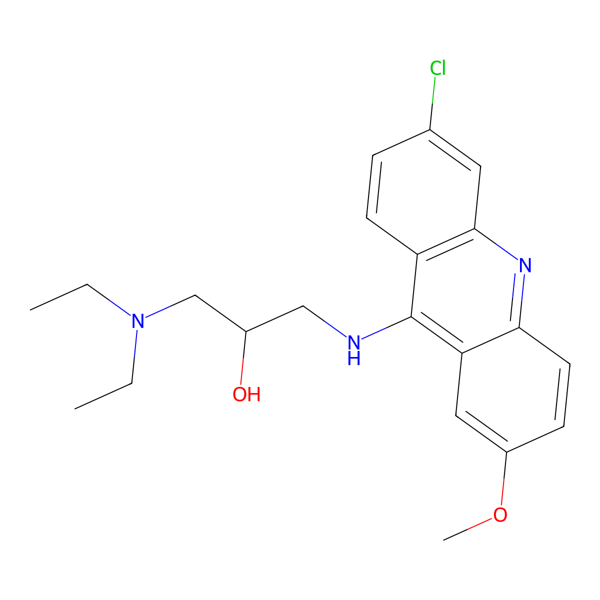 1-[(6-Chloro-2-methoxyacridin-9-yl)amino]-3-(diethylamino)propan-2-ol molecular structure, CAS 522-20-3