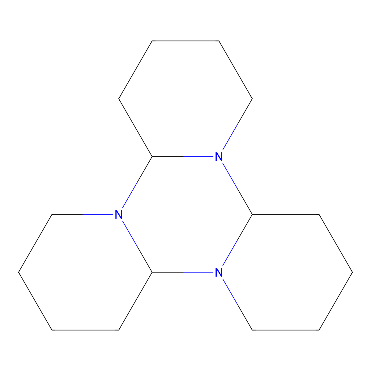 Dodecahydro-4H,8H,12H-4a,8a,12a-triazatriphenylene molecular structure, CAS 522-33-8
