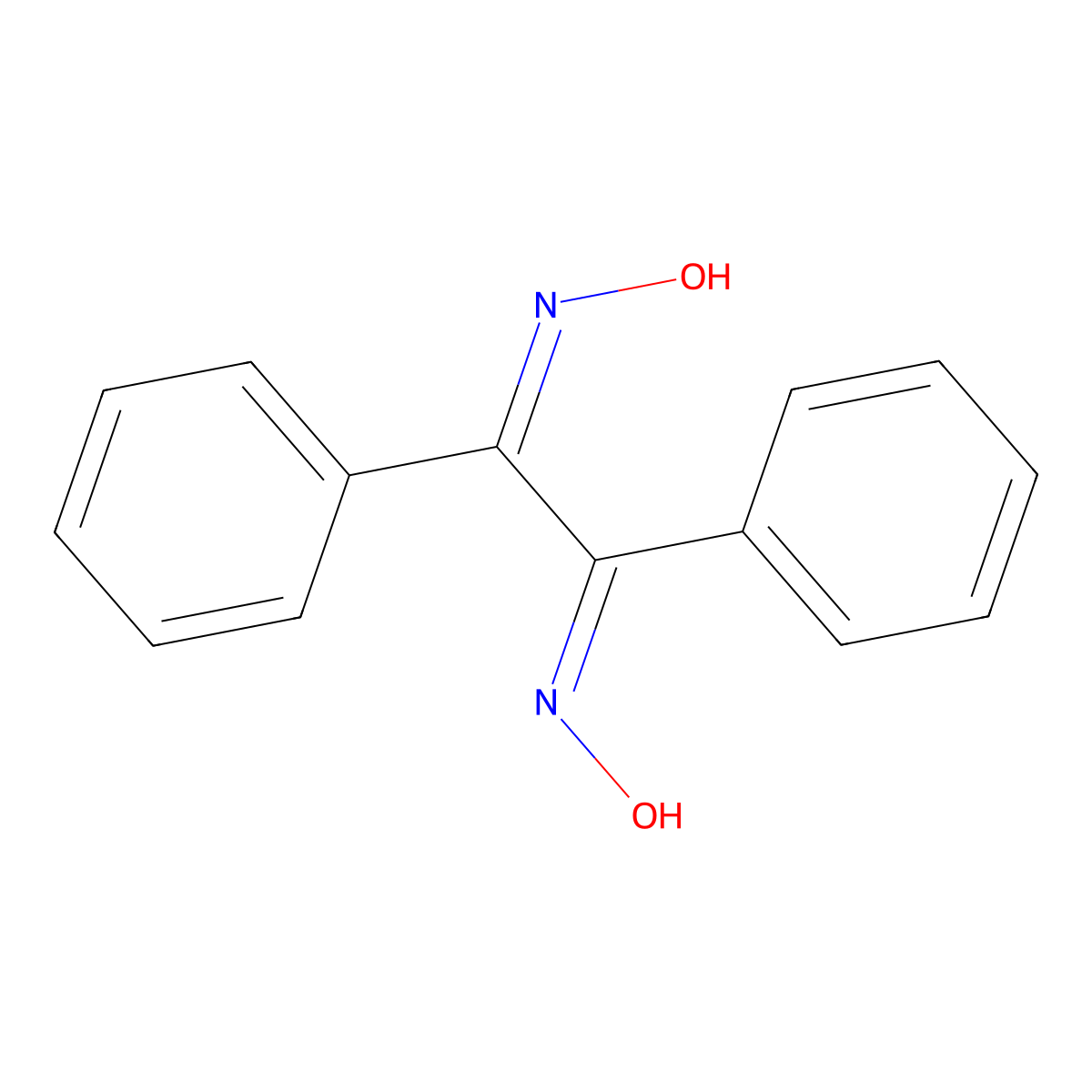 Benzil dioxime molecular structure, CAS 522-34-9