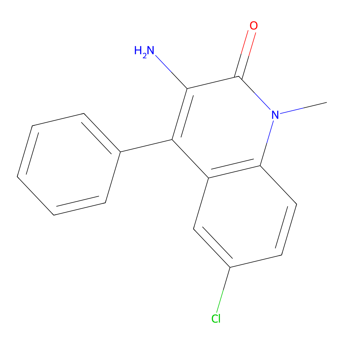 3-Amino-6-chloro-1-methyl-4-phenylcarbostyril molecular structure, CAS 5220-02-0