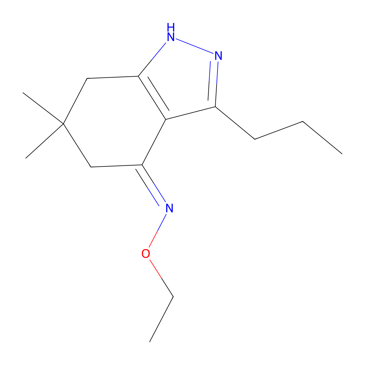 N-ethoxy-6,6-dimethyl-3-propyl-5,7-dihydro-1H-indazol-4-imine molecular structure, CAS 5220-59-7