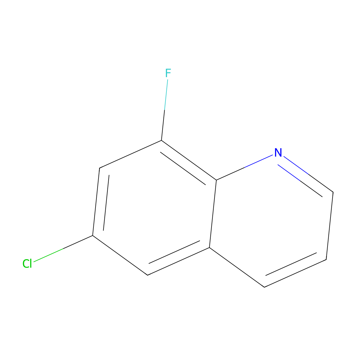 6-Chloro-8-fluoroquinoline molecular structure, CAS 52200-53-0
