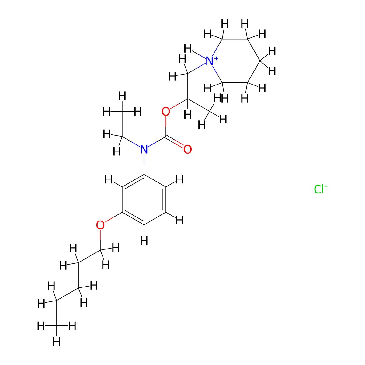 Carbanilic acid, N-ethyl-m-(pentyloxy)-, 1-methyl-2-piperidinoethyl ester, monohydrochloride molecular structure, CAS 52205-54-6