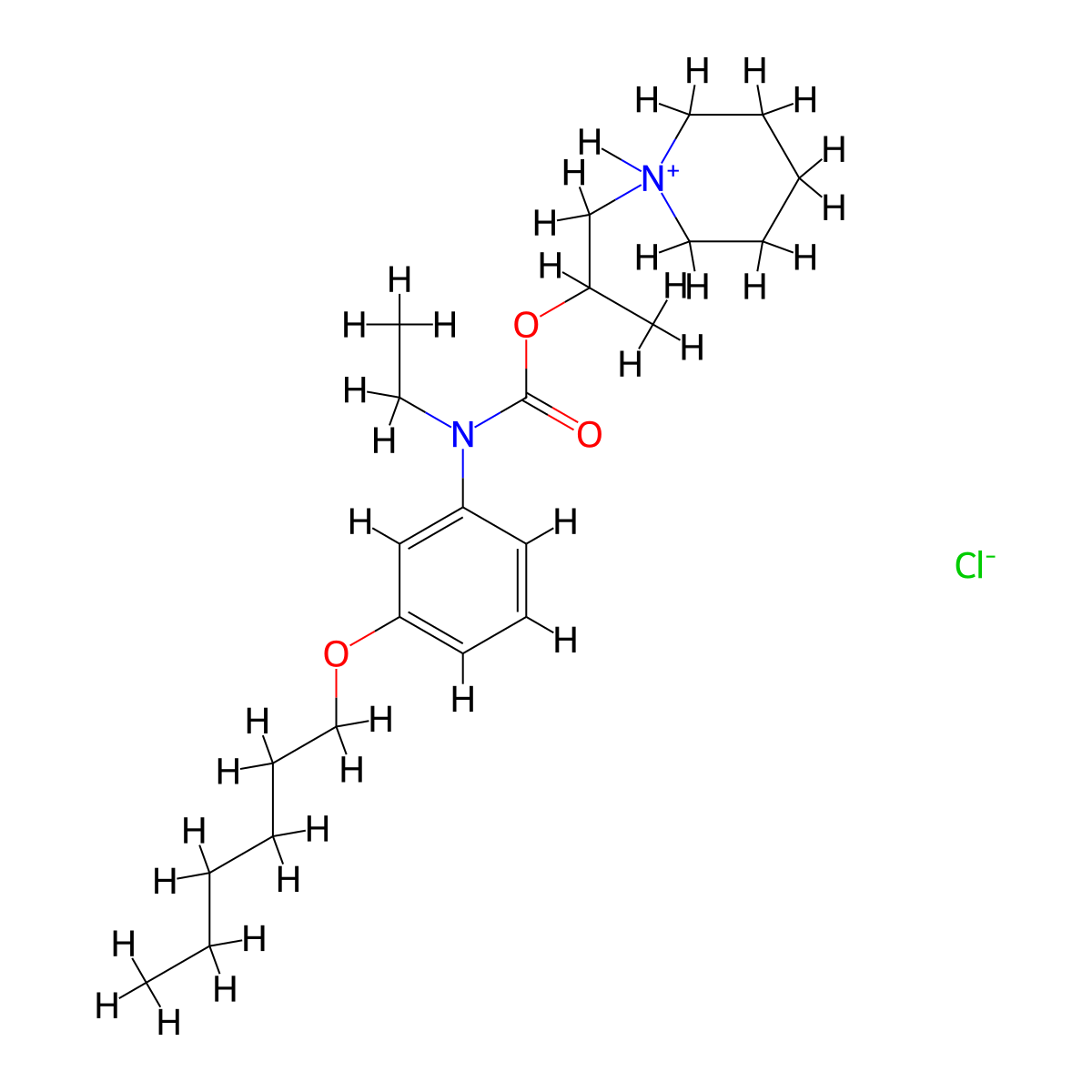 Carbanilic acid, N-ethyl-m-(hexyloxy)-, 1-methyl-2-piperidinoethyl ester, monohydrochloride molecular structure, CAS 52205-55-7