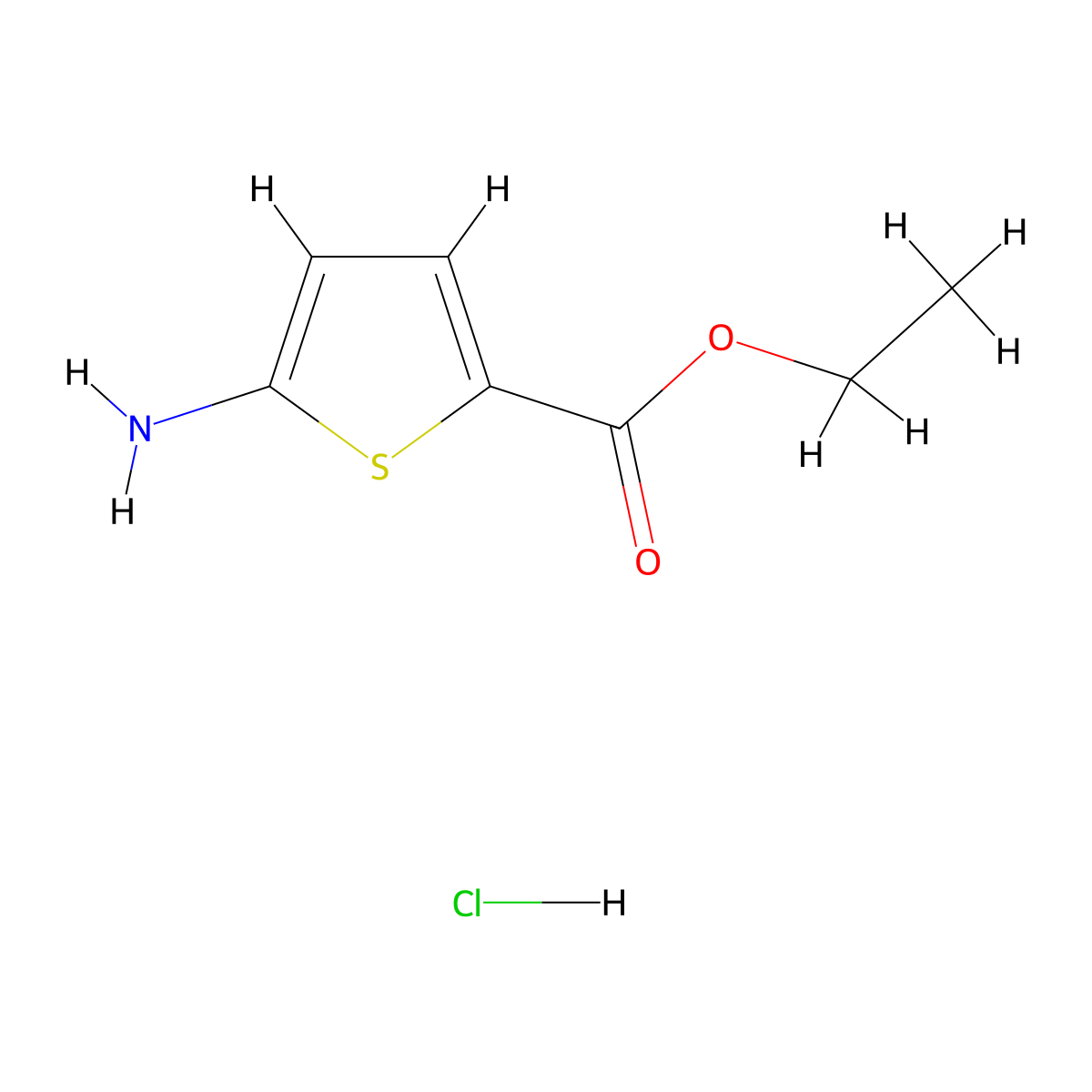 Ethyl 5-aminothiophene-2-carboxylate hydrochloride molecular structure, CAS 52205-57-9