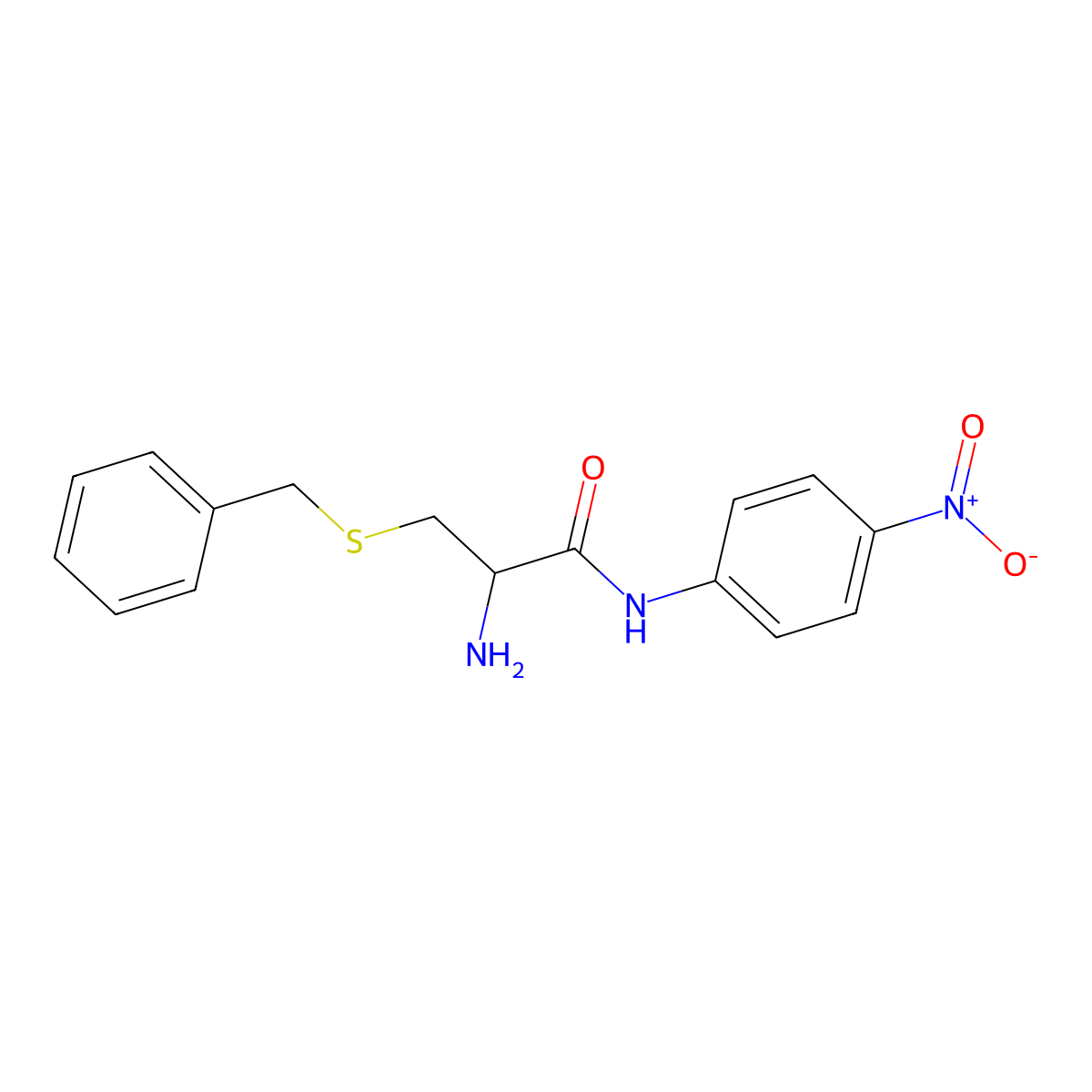 Propanamide, 2-amino-N-(4-nitrophenyl)-3-[(phenylmethyl)thio]-, (S)- molecular structure, CAS 52207-07-5