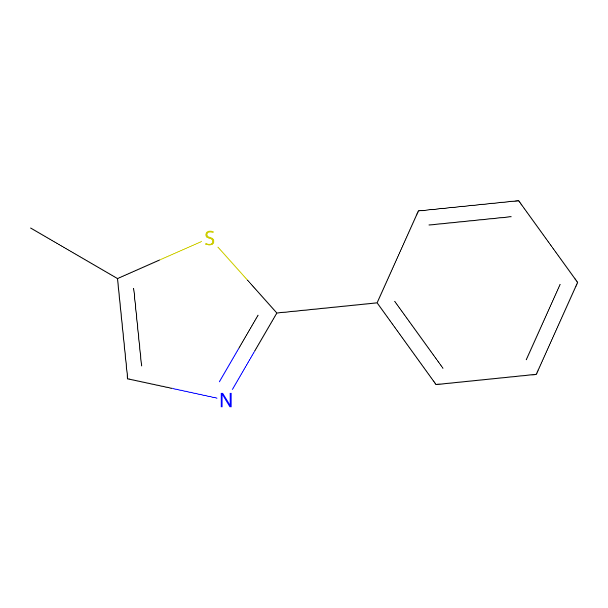 5-Methyl-2-phenyl-1,3-thiazole molecular structure, CAS 5221-69-2