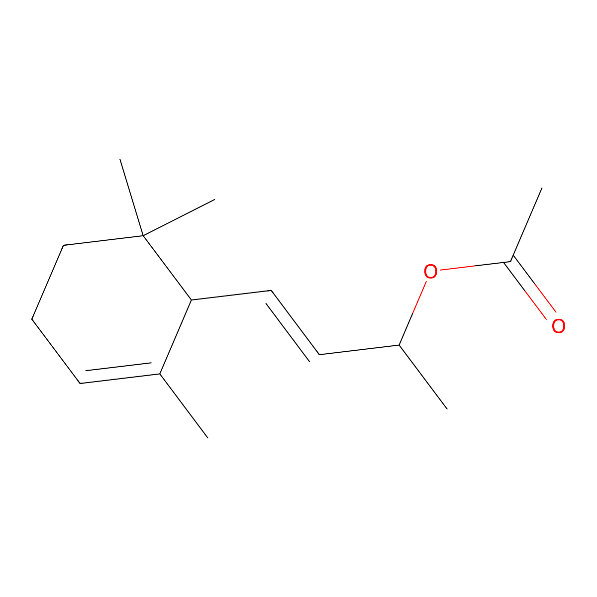 3-Buten-2-ol, 4-(2,6,6-trimethyl-2-cyclohexen-1-yl)-, 2-acetate molecular structure, CAS 52210-18-1