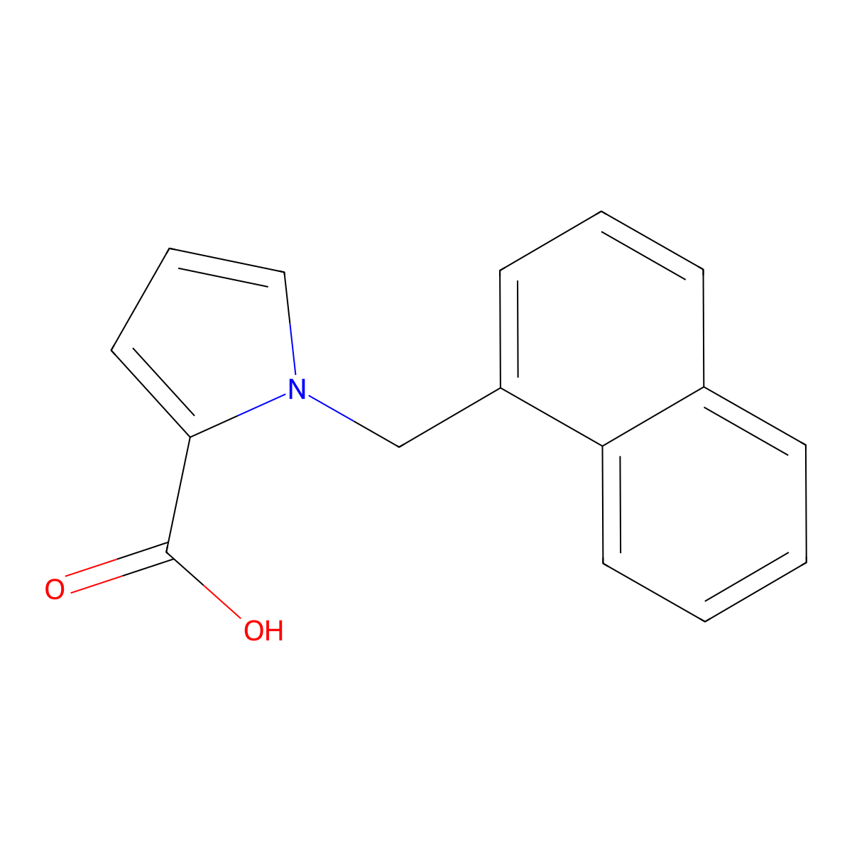 1-(naphthalen-1-ylmethyl)-1H-pyrrole-2-carboxylic acid molecular structure, CAS 52211-20-8