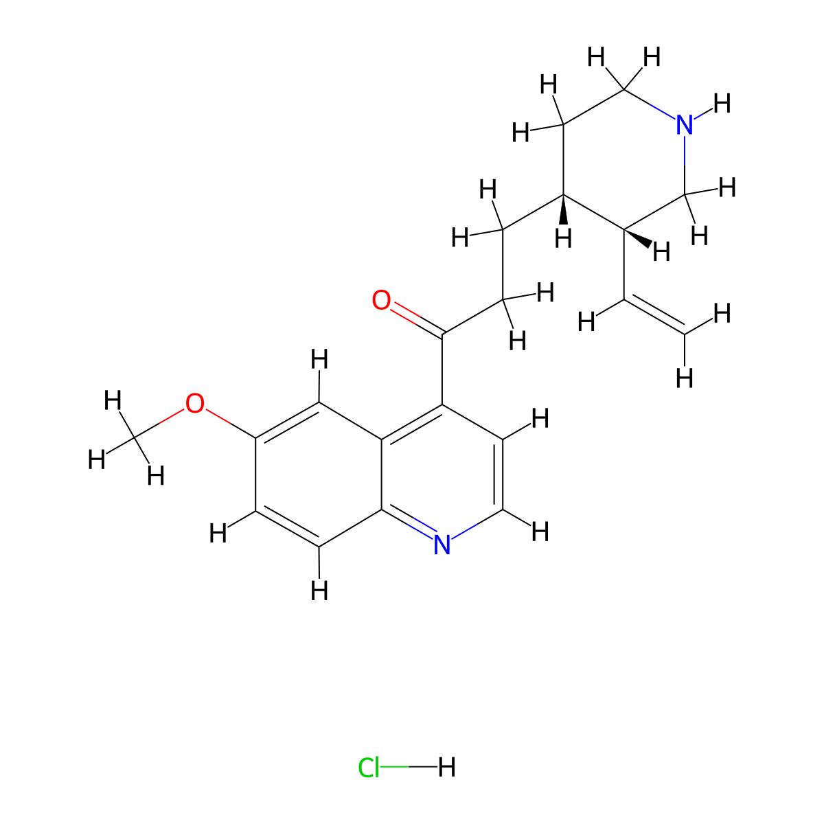 (3R-cis)-1-(6-Methoxy-4-quinolyl)-3-(3-vinyl-4-piperidyl)propan-1-one monohydrochloride molecular structure, CAS 52211-63-9