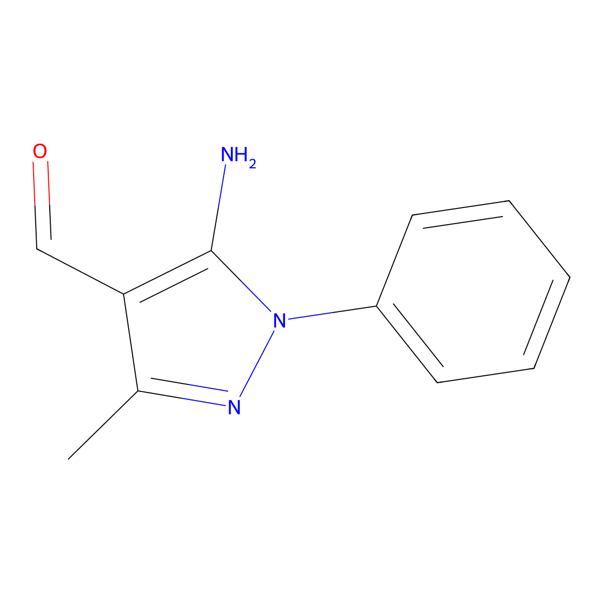5-amino-3-methyl-1-phenyl-1H-pyrazole-4-carbaldehyde molecular structure, CAS 52217-35-3