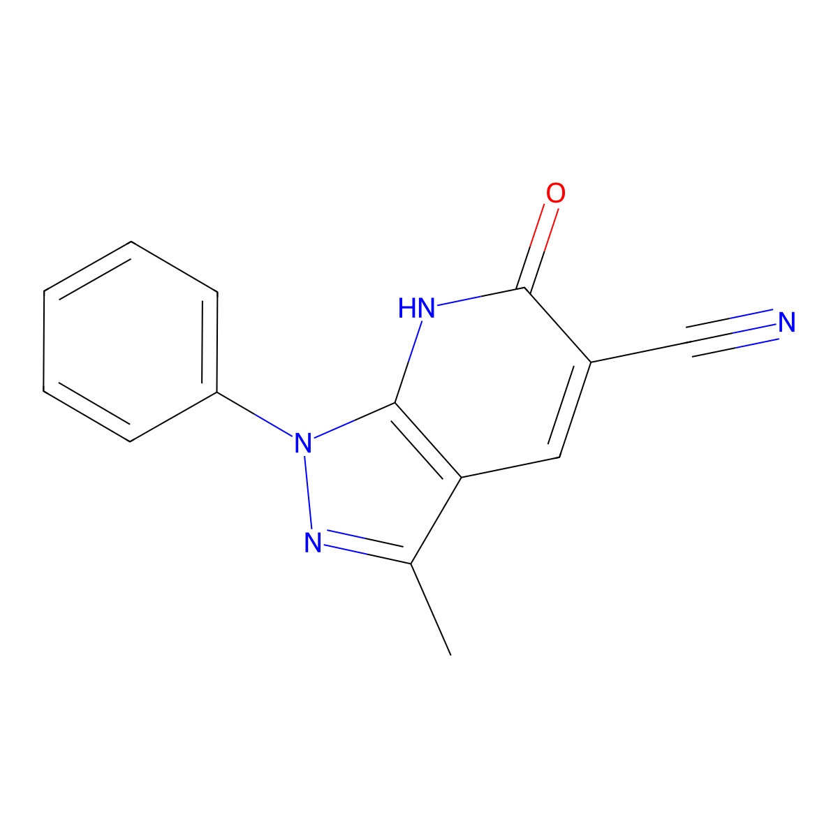 3-Methyl-6-oxo-1-phenyl-6,7-dihydro-1H-pyrazolo[3,4-b]pyridine-5-carbonitrile molecular structure, CAS 52217-38-6