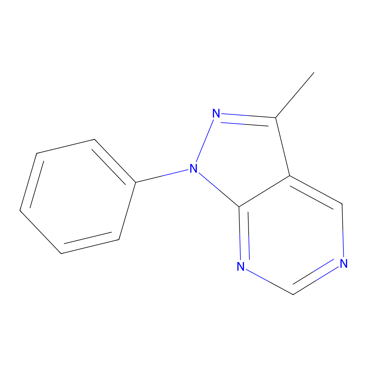 3-Methyl-1-phenyl-1H-pyrazolo[3,4-D]pyrimidine molecular structure, CAS 52217-39-7