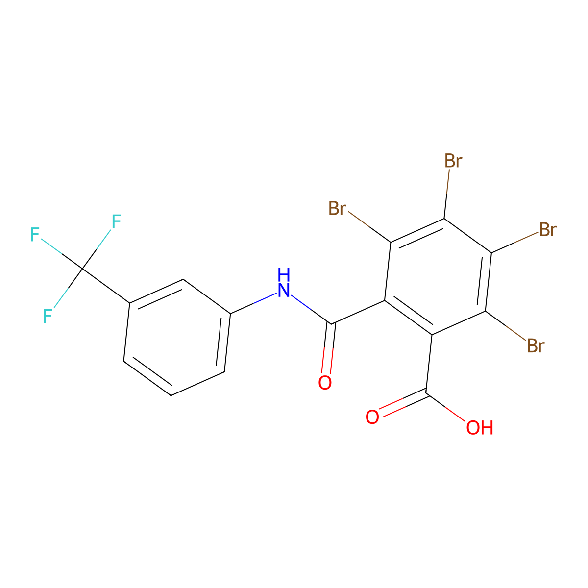 2,3,4,5-Tetrabromo-6-[[3-(trifluoromethyl)phenyl]carbamoyl]benzoic acid molecular structure, CAS 5222-05-9