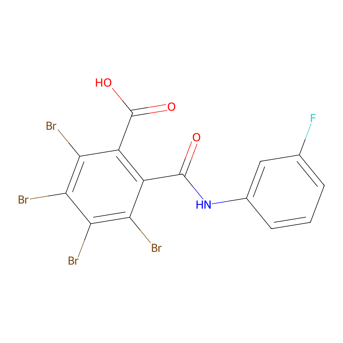 2,3,4,5-tetrabromo-6-[(3-fluorophenyl)carbamoyl]benzoic Acid molecular structure, CAS 5222-07-1