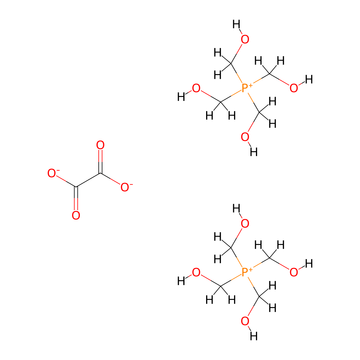 Phosphonium, tetrakis(hydroxymethyl)-, ethanedioate (2:1) molecular structure, CAS 52221-67-7