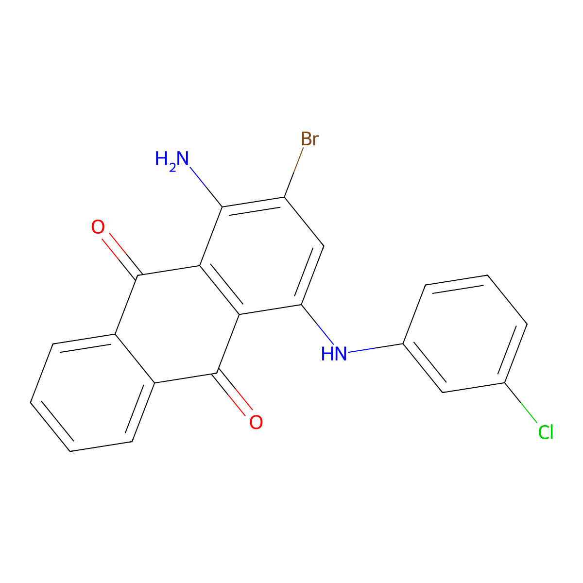 1-Amino-2-bromo-4-(3-chloroanilino)anthraquinone molecular structure, CAS 52222-30-7