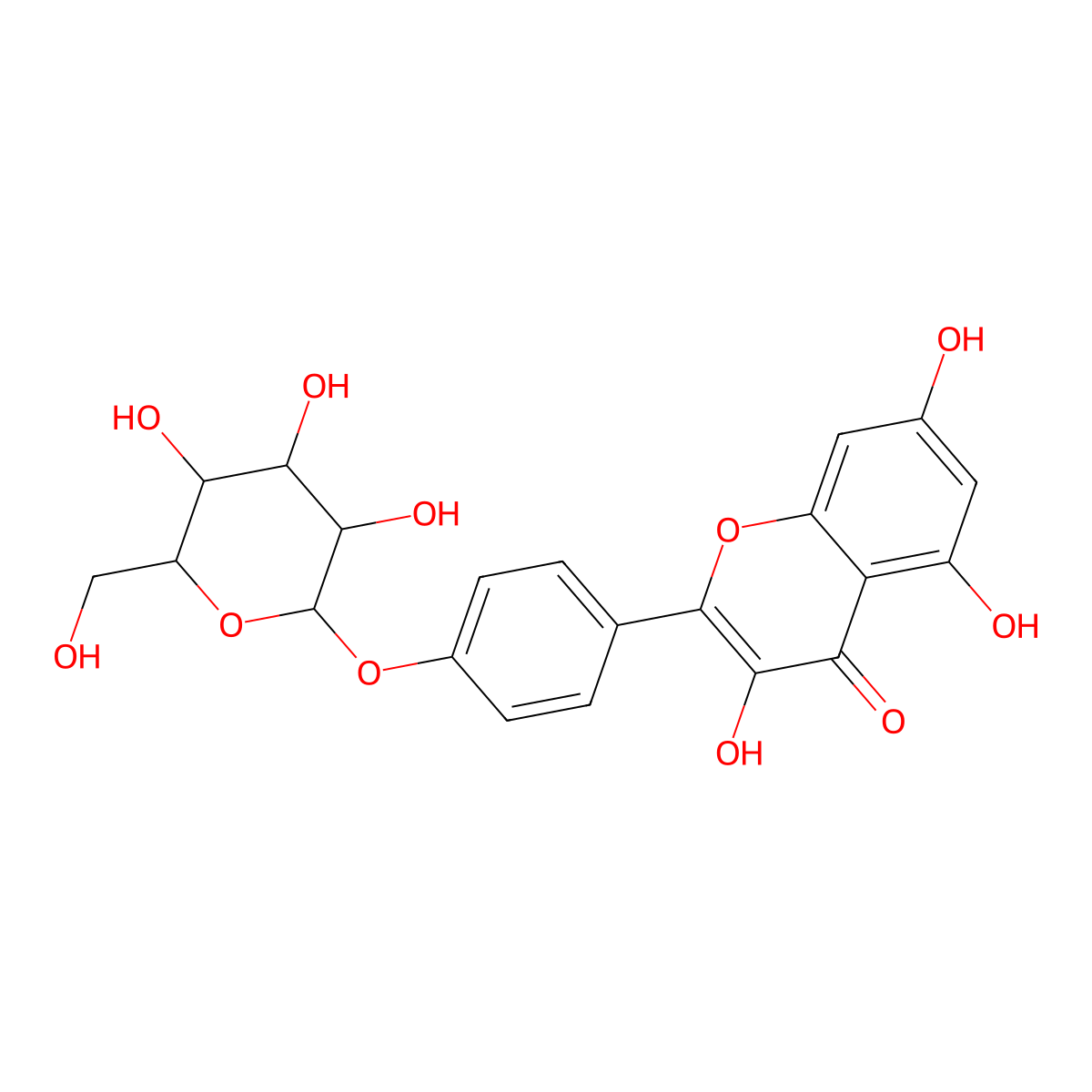 Kaempferol 4'-O-glucoside molecular structure, CAS 52222-74-9