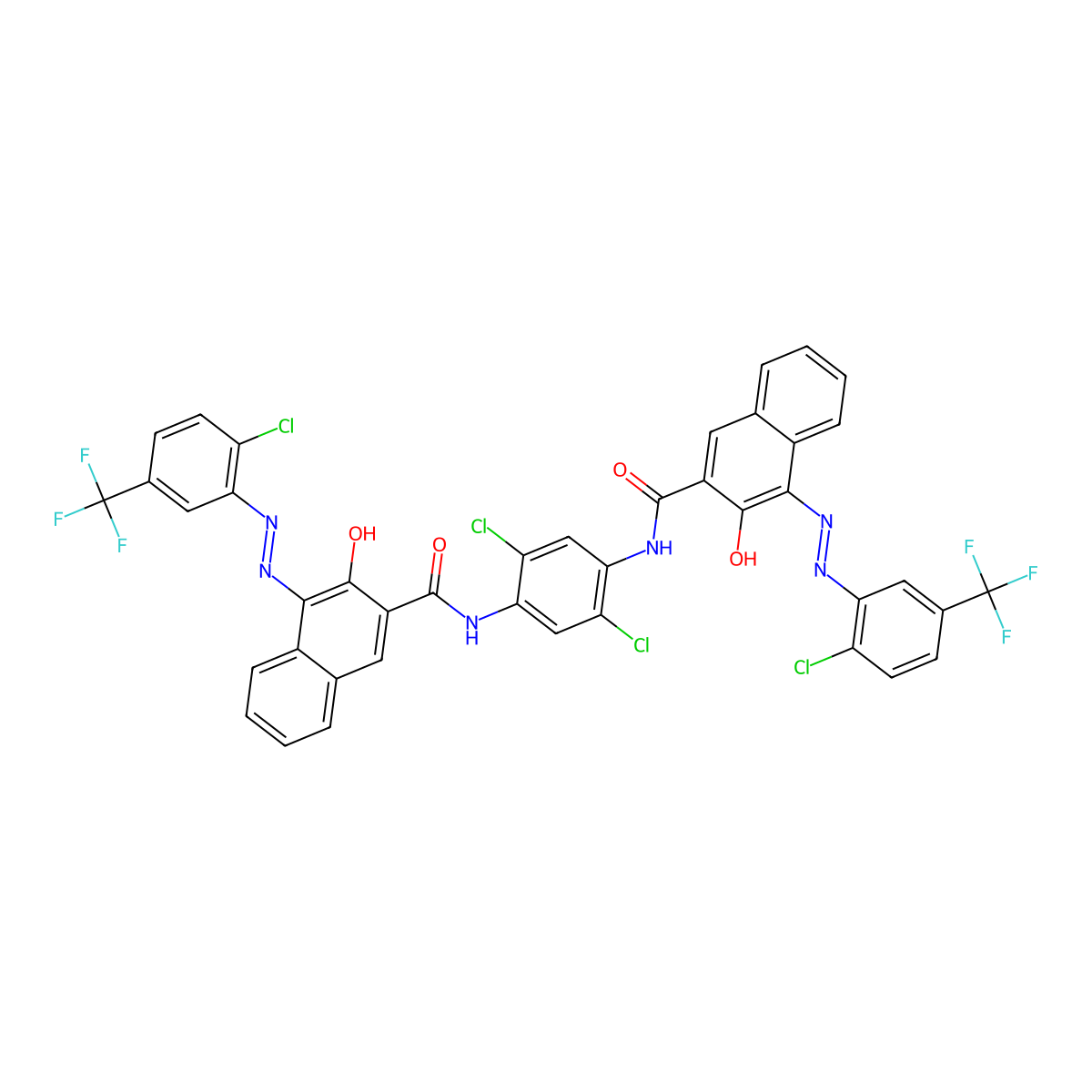 2-Naphthalenecarboxamide, N,N'-(2,5-dichloro-1,4-phenylene)bis(4-(2-(2-chloro-5-(trifluoromethyl)phenyl)diazenyl)-3-hydroxy- molecular structure, CAS 52238-92-3