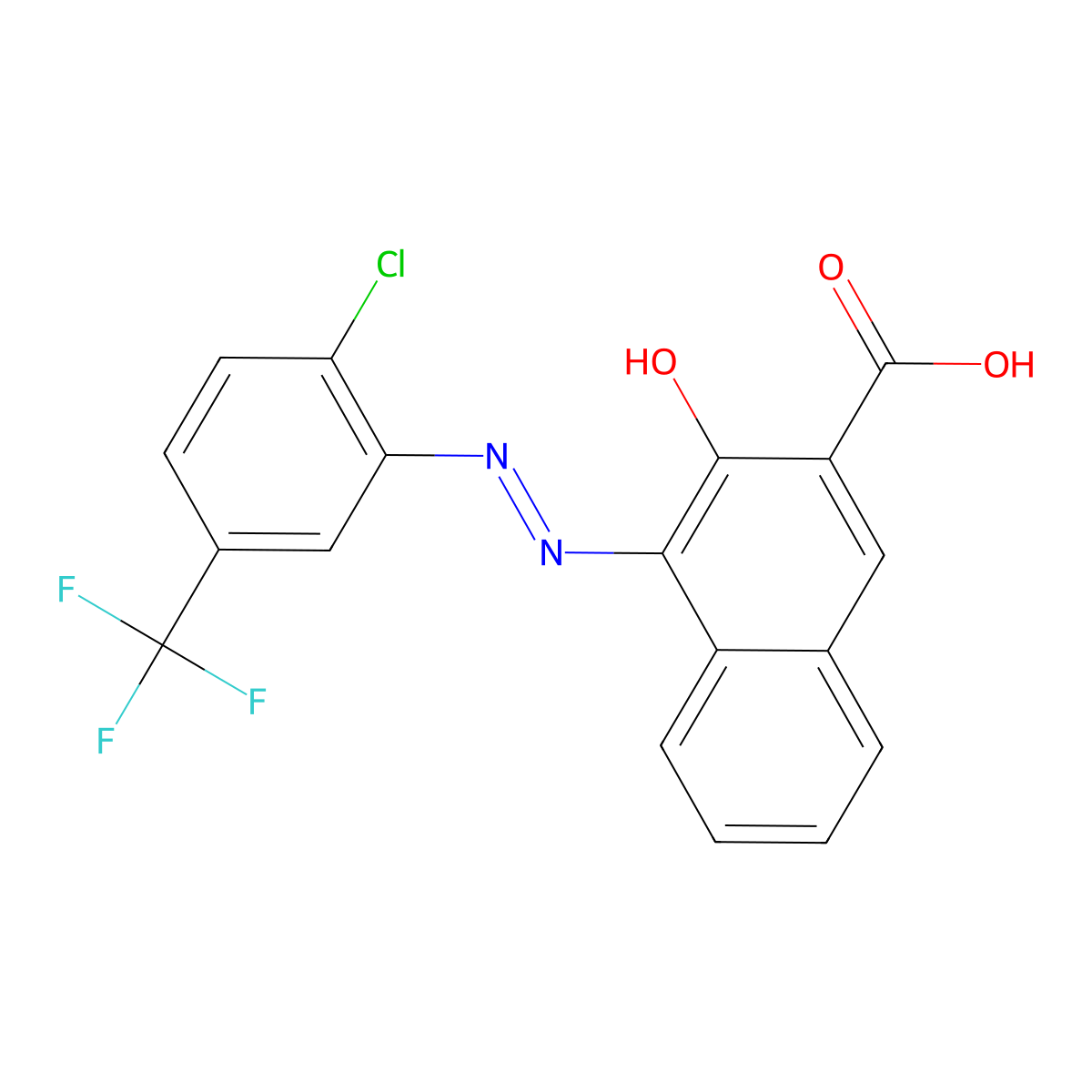4-[2-[2-Chloro-5-(trifluoromethyl)phenyl]diazenyl]-3-hydroxy-2-naphthalenecarboxylic acid molecular structure, CAS 52238-94-5