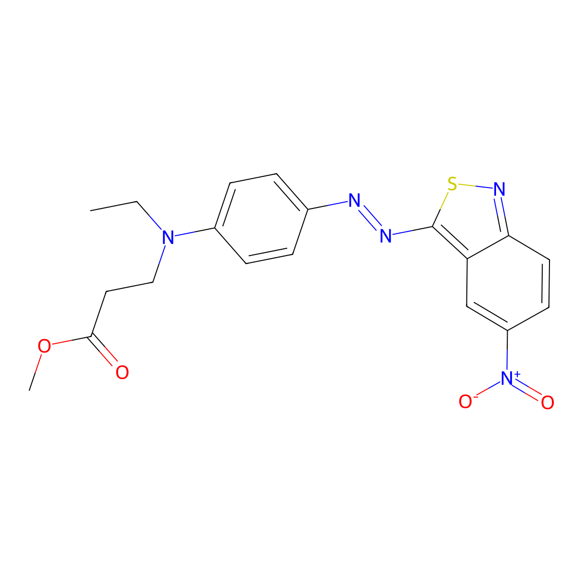 beta-Alanine, N-ethyl-N-(4-((5-nitro-2,1-benzisothiazol-3-yl)azo)phenyl)-, methyl ester molecular structure, CAS 52239-04-0