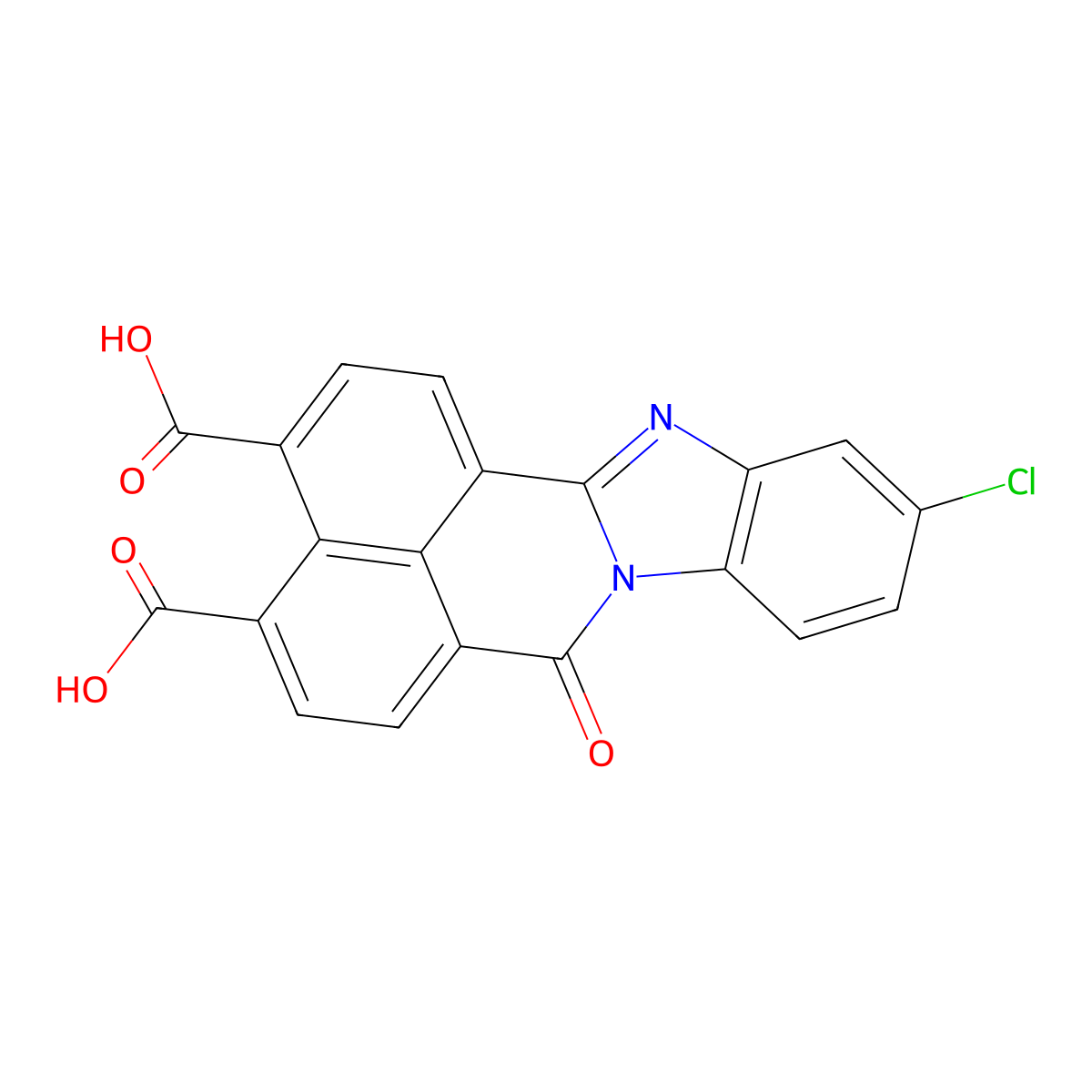 11-Chloro-7-oxo-7H-benzimidazo[2,1-a]benz[de]isoquinoline-3,4-dicarboxylic acid molecular structure, CAS 52239-18-6