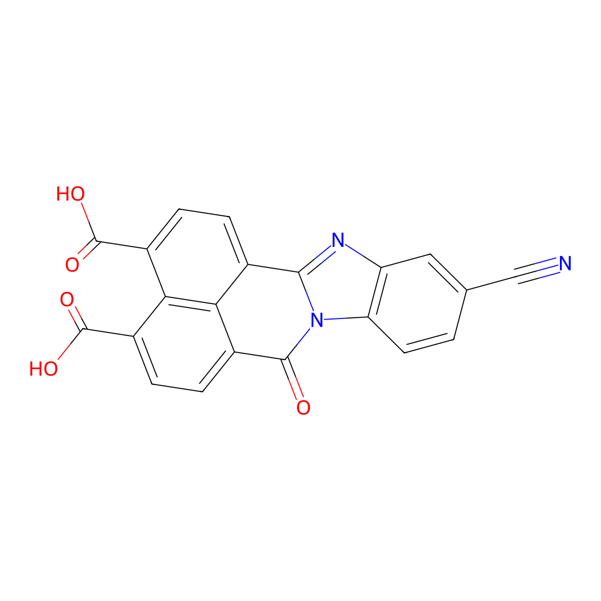 11-cyano-7-oxo-7H-benzimidazo[2,1-a]benzo[de]isoquinoline-3,4-dicarboxylic acid molecular structure, CAS 52239-20-0