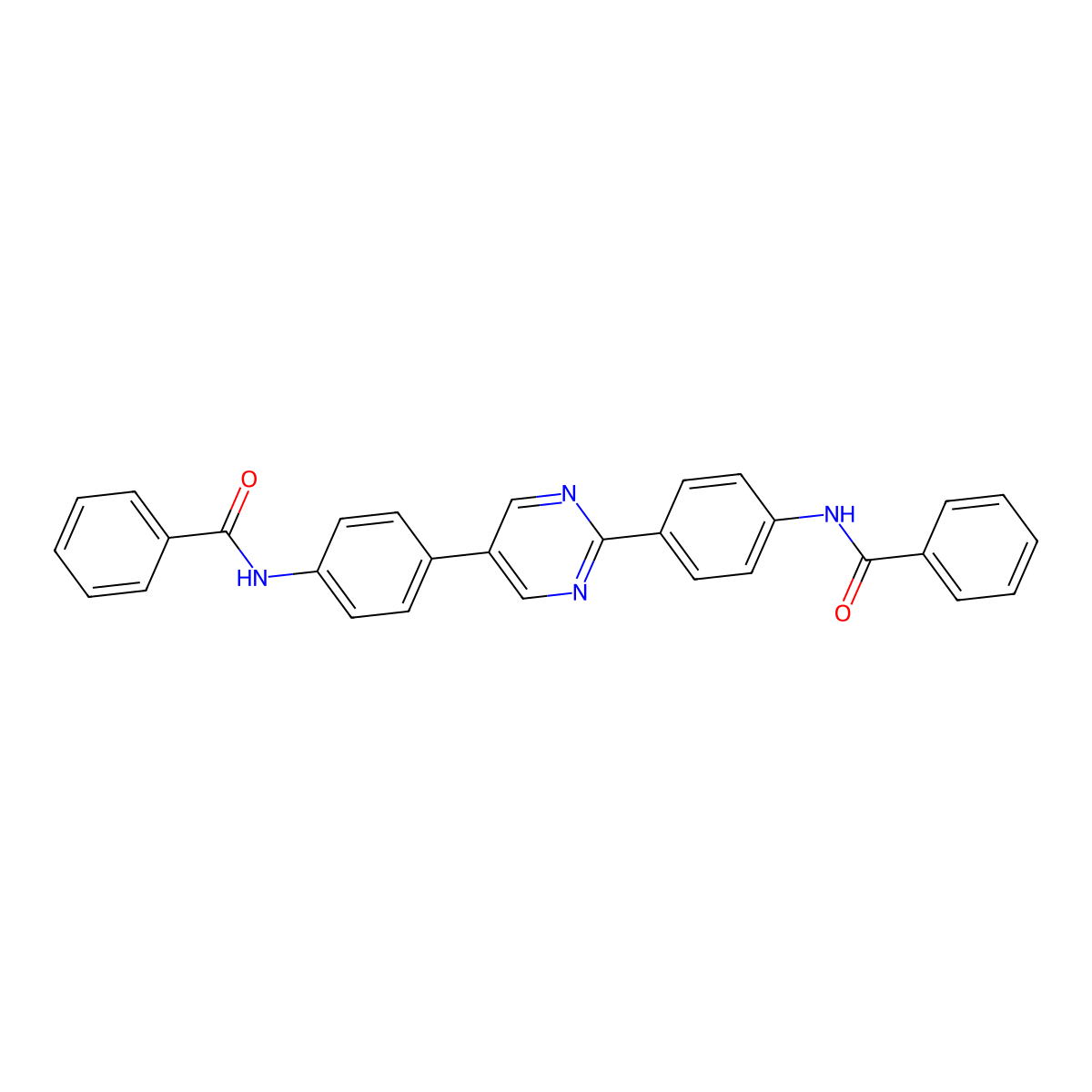 N,N'-(2,5-pyrimidinediyldi-4,1-phenylene)dibenzamide molecular structure, CAS 5224-22-6
