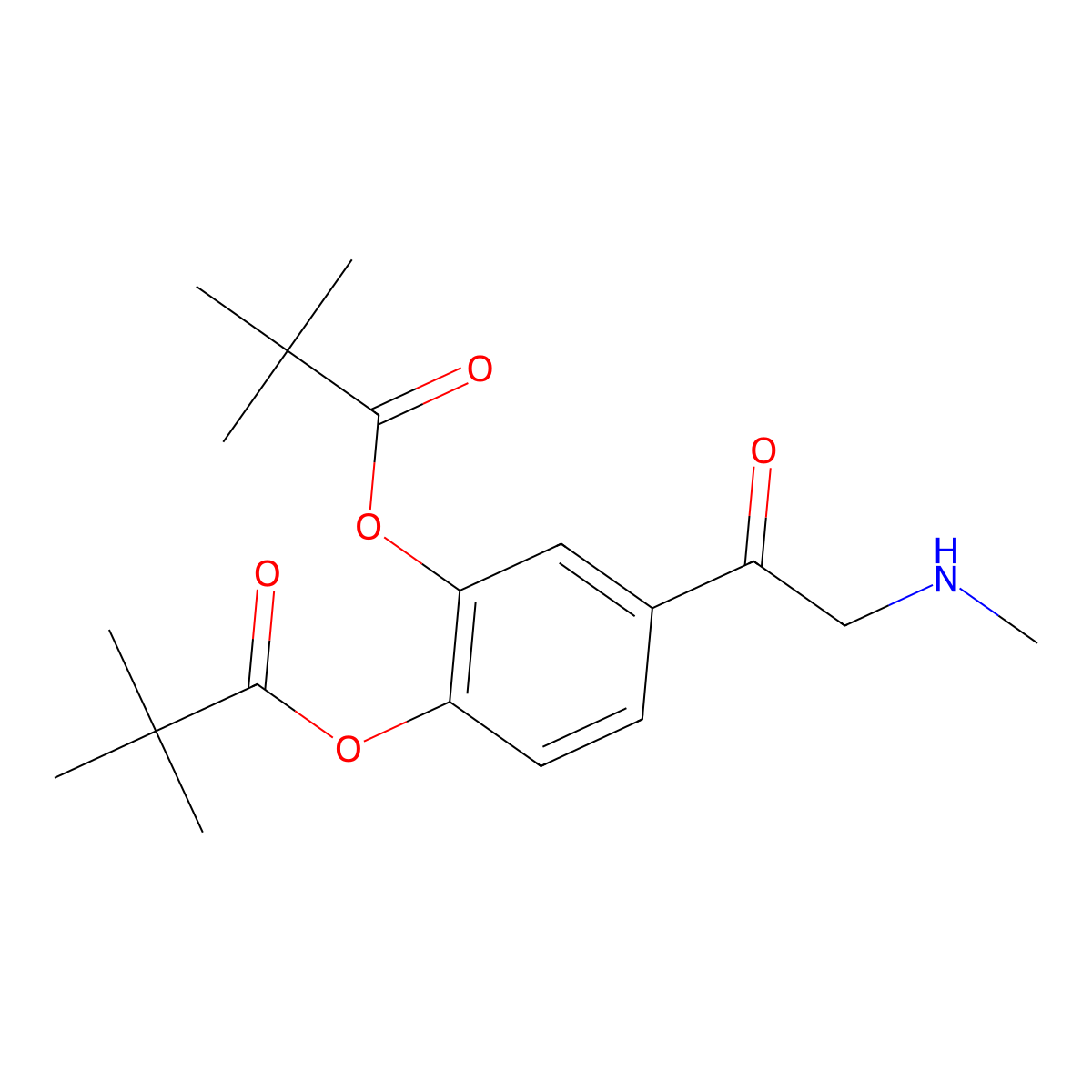 2-(2,2-Dimethyl-propionyloxy)-5-(2-methylamino-acetyl)-phenyl 2,2-dimethyl-propionate molecular structure, CAS 52245-00-8