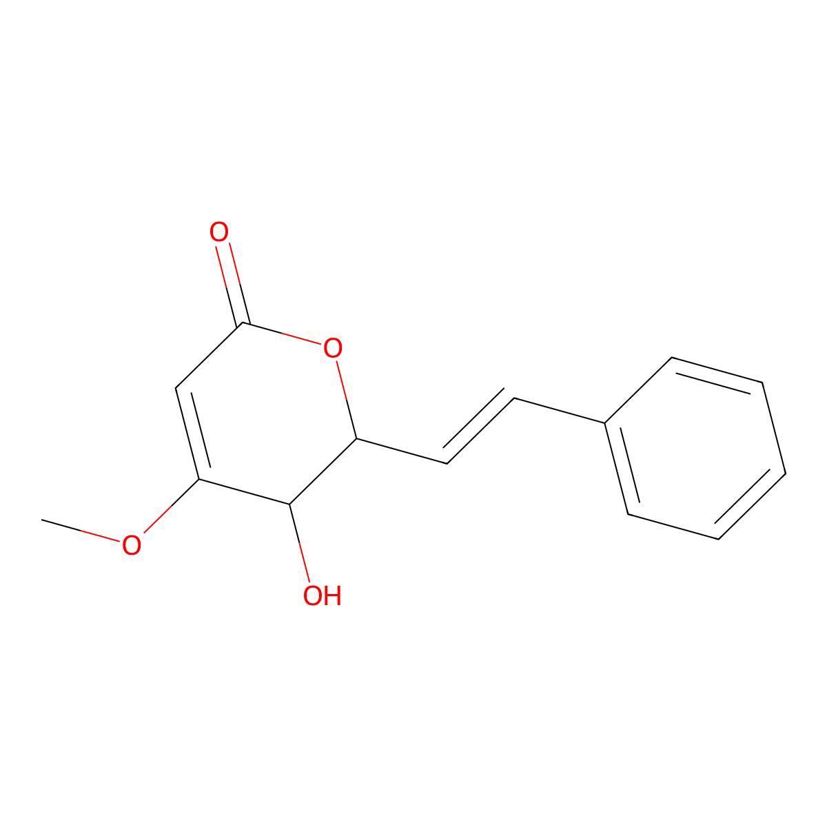 (5S,6S)-5,6-Dihydro-5-hydroxy-4-methoxy-6-[(E)-2-phenylethenyl]-2H-pyran-2-one molecular structure, CAS 52247-80-0