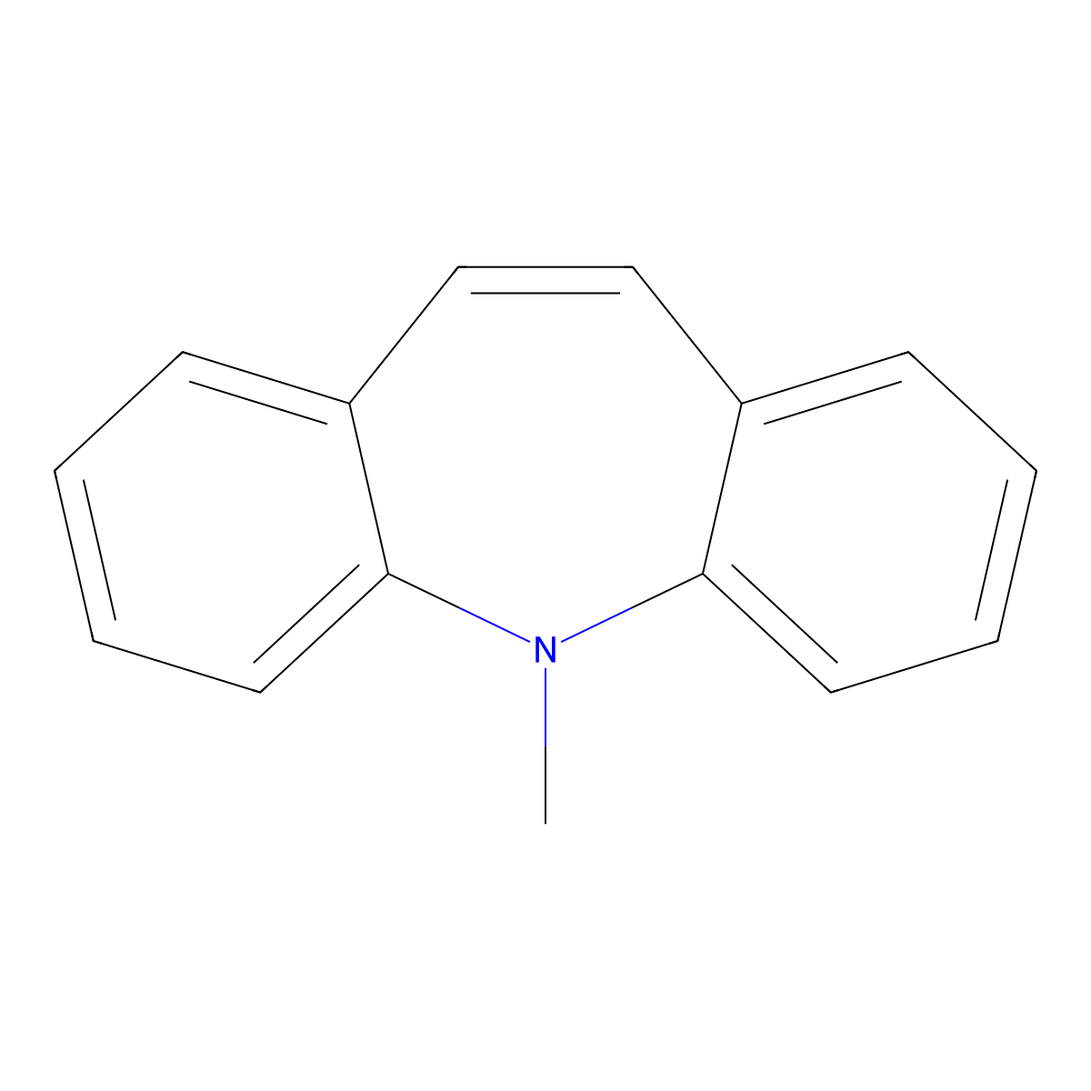 5H-Dibenz(b,f)azepine, 5-methyl- molecular structure, CAS 52249-32-8