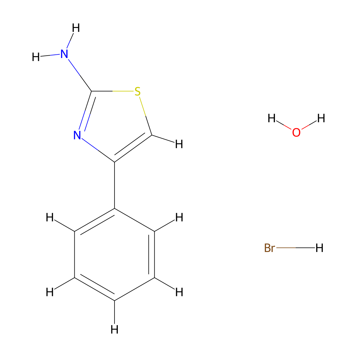 2-Amino-4-phenylthiazole hydrobromide monohydrate molecular structure, CAS 52253-69-7