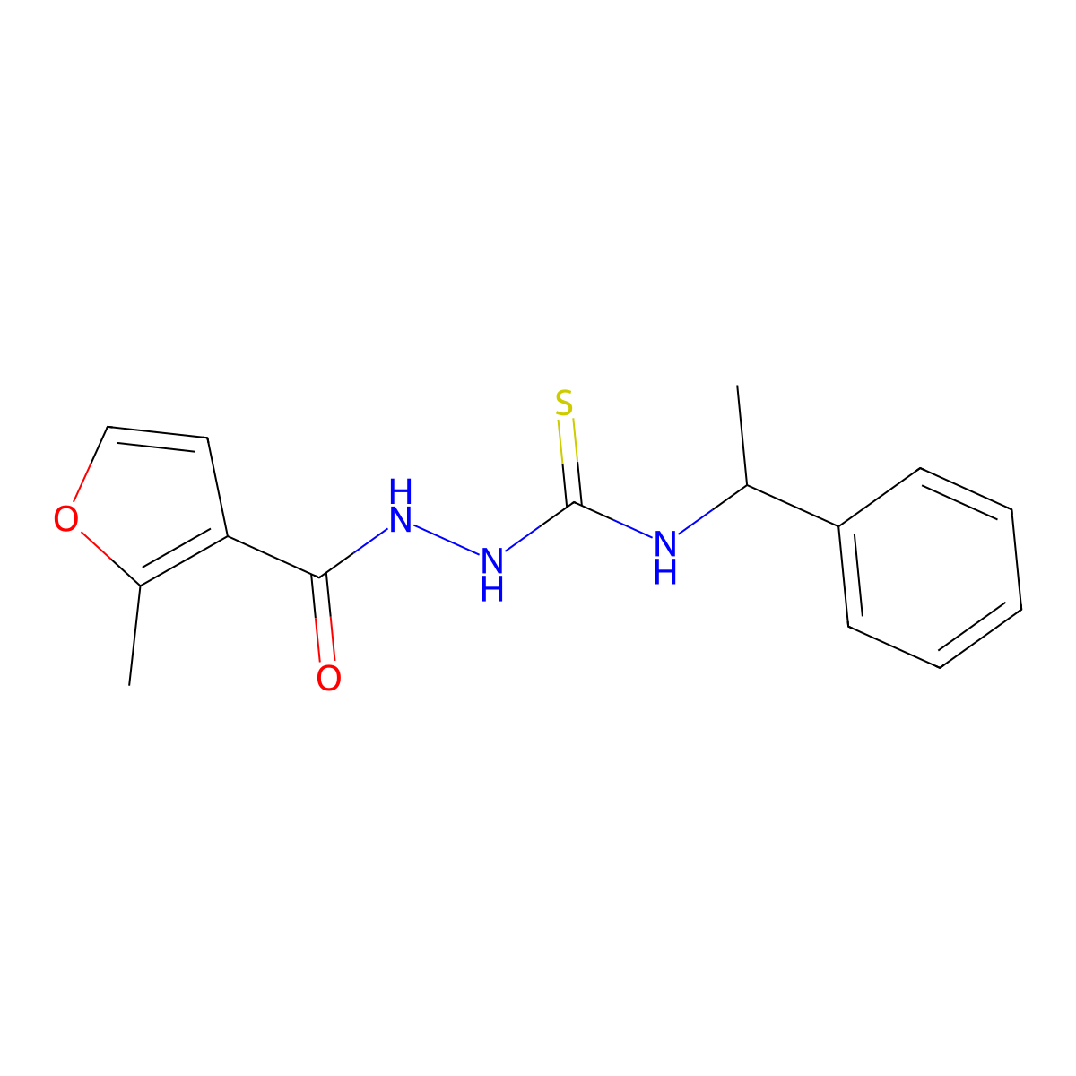 2-(2-methyl-3-furoyl)-N-(1-phenylethyl)hydrazinecarbothioamide molecular structure, CAS 522595-74-0