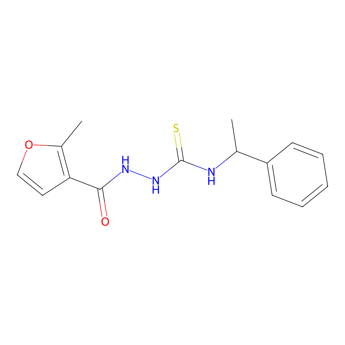 2-(2-methyl-3-furoyl)-N-(1-phenylethyl)hydrazinecarbothioamide molecular structure, CAS 522595-74-0