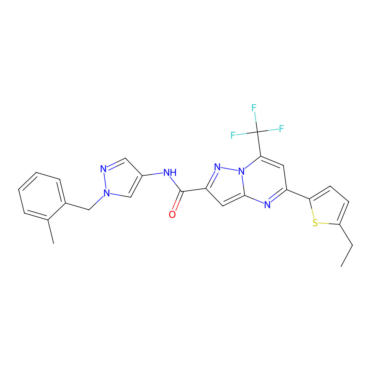 5-(5-ethylthiophen-2-yl)-N-[1-[(2-methylphenyl)methyl]pyrazol-4-yl]-7-(trifluoromethyl)pyrazolo[1,5-a]pyrimidine-2-carboxamide molecular structure, CAS 522596-07-2