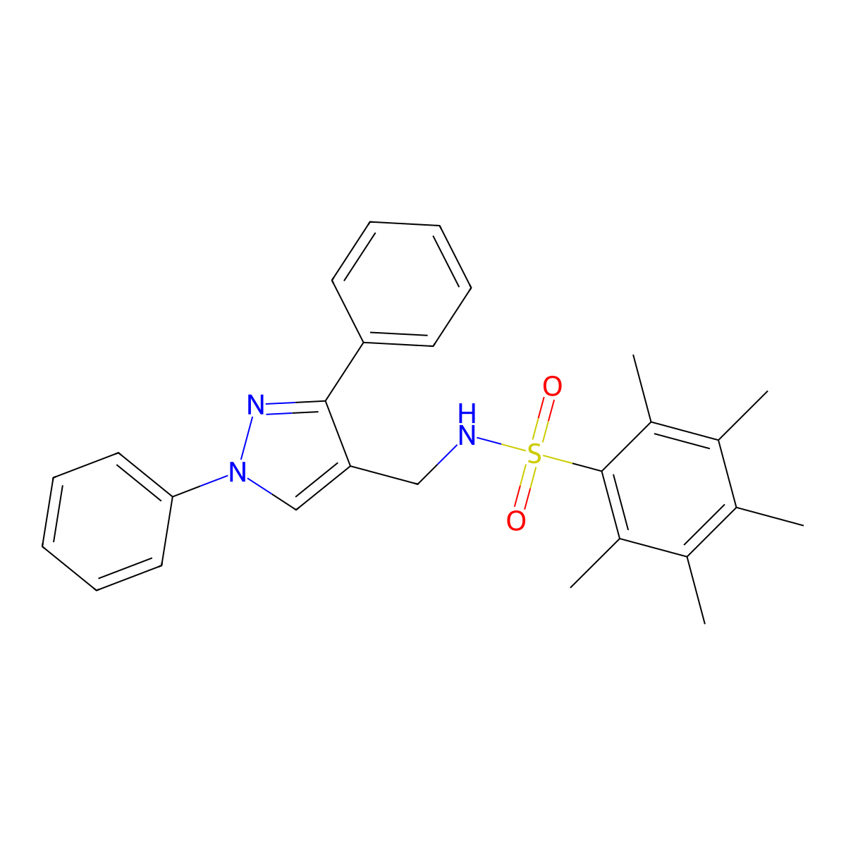 N-[(1,3-diphenylpyrazol-4-yl)methyl]-2,3,4,5,6-pentamethylbenzenesulfonamide molecular structure, CAS 522596-32-3