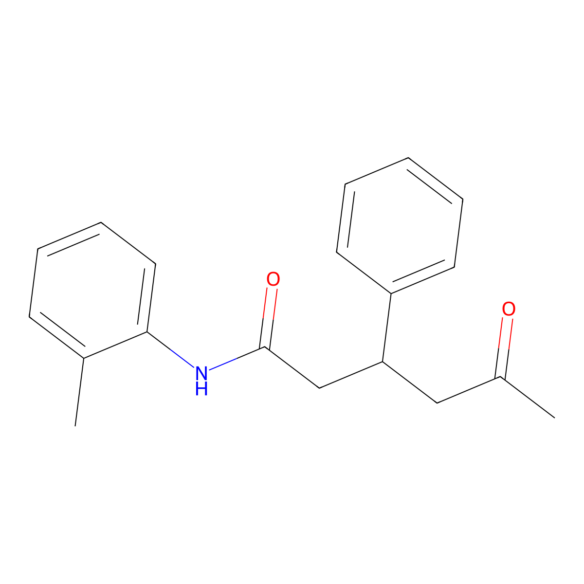 Benzenepropanamide, N-(2-methylphenyl)-beta-(2-oxopropyl)- molecular structure, CAS 522596-60-7