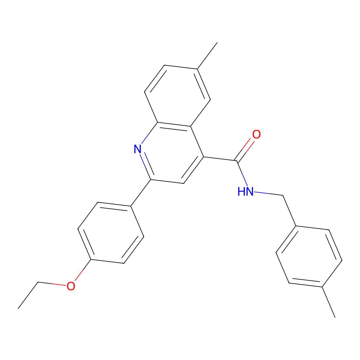 2-(4-ethoxyphenyl)-6-methyl-N-[(4-methylphenyl)methyl]quinoline-4-carboxamide molecular structure, CAS 522596-69-6